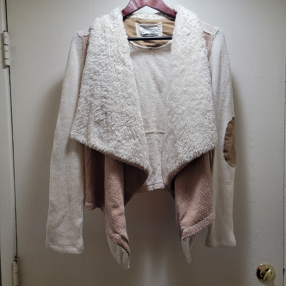 Saturday Sunday Chic White and Tan Cardigan